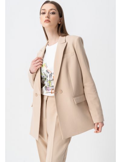 Double Breasted Notched Collar Blazer