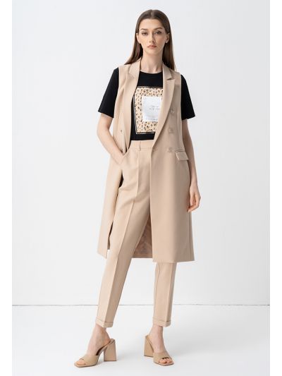 Notched Collar Double Breasted Vest
