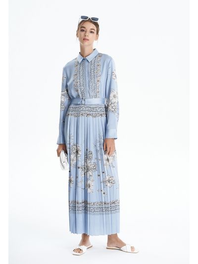 Pleated Floral Printed Dress -Sale