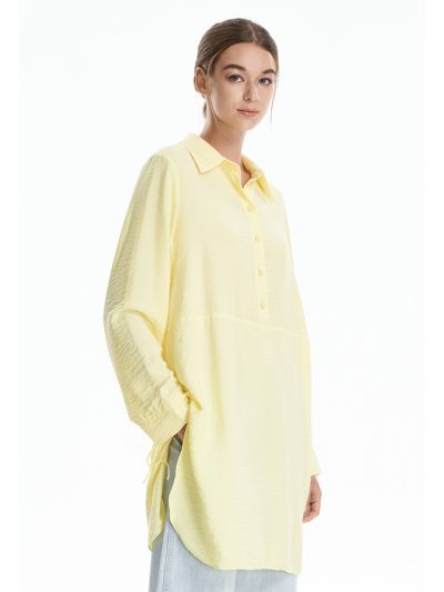 Texture Long Shirt With Slits -Sale