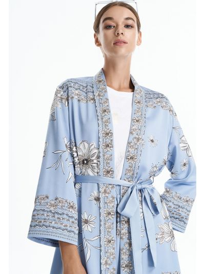 Light Blue Printed Jacket -Sale