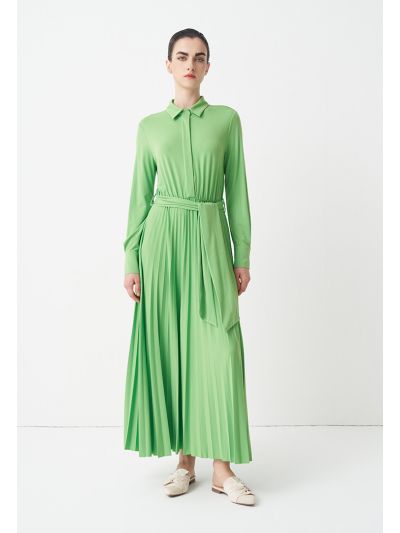 Solid Half Button Maxi Dress