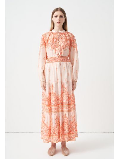 Printed Floral Flared Maxi Skirt