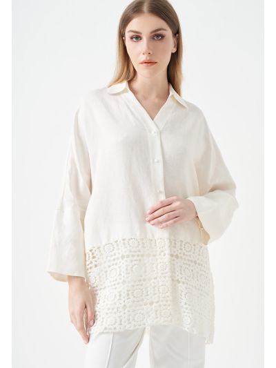 Long Dolman Sleeves Crochet Shirt