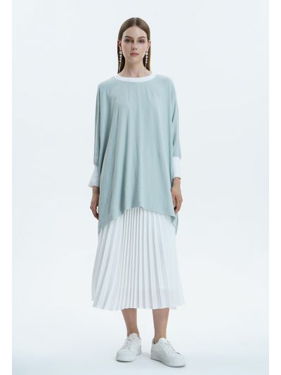 Textured Classic Pleated Midi Skirt -Sale