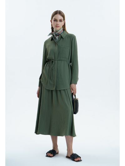 Crinkled Single tone Flared Skirt -Sale