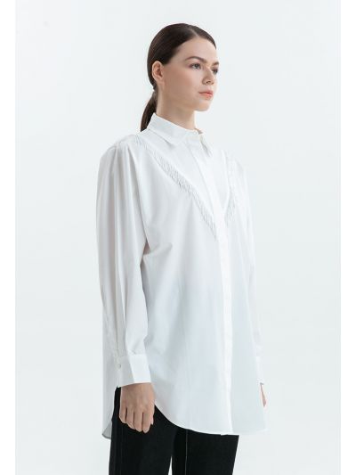V Front Fringes Solid Shirt -Sale