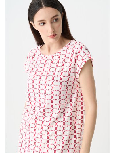 Monogram Pattern Cap Sleeves T-shirt