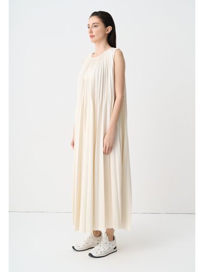 Solid Maxi Pleated Sleeveless Dress