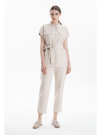 Solid Elasticated Drawstring Paper bag Trousers -Sale