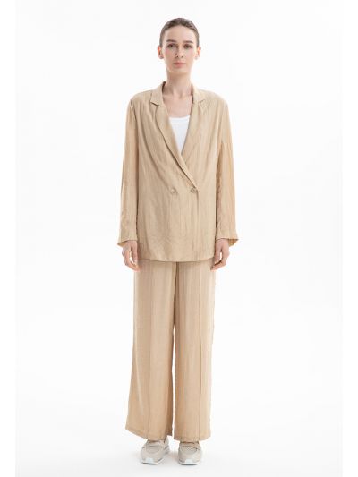 Solid Textured Mid-Rise Trousers -Sale