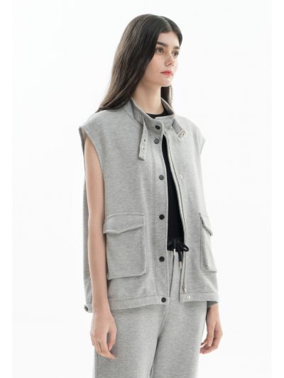 Melange Jersey Sleeveless Jacket -Sale