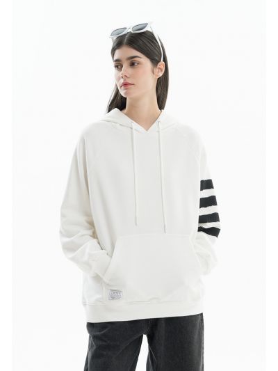 Striped Sleeves Monogram Hoodie -Sale