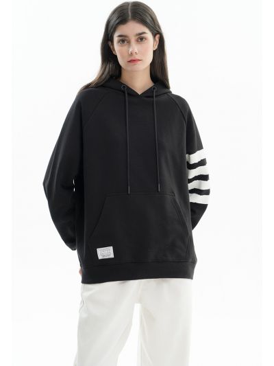 Striped Sleeves Monogram Hoodie -Sale