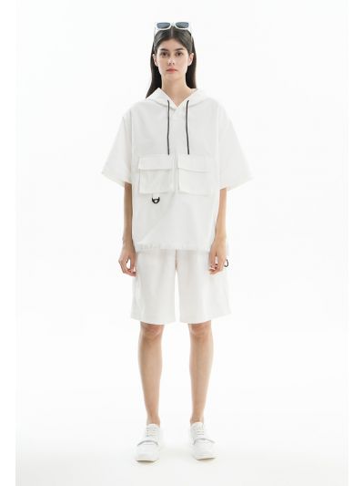 Solid Shorts With Flap Pockets -Sale