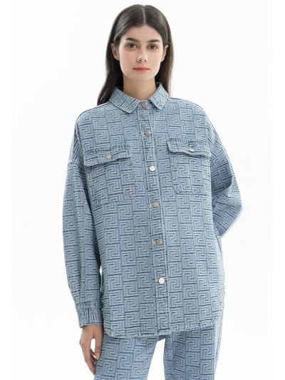 Monogram Texture Denim Jacket -Sale