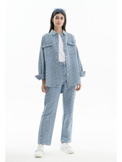 Monogram Texture Denim Trouser -Sale