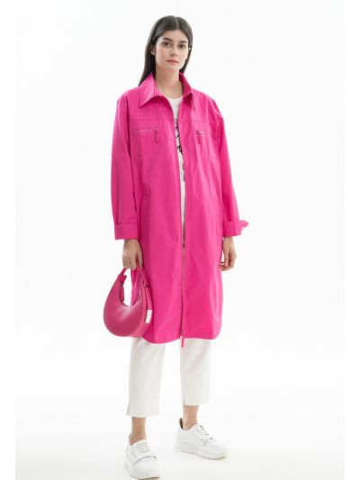 Back Stripes Printed Long Coat -Sale