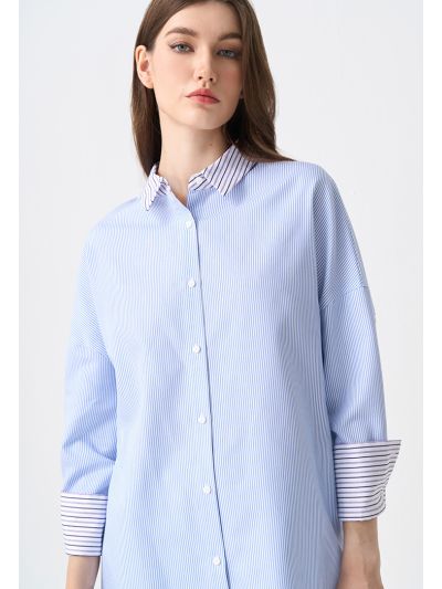 Drop Shoulder Striped Oversized Shirt