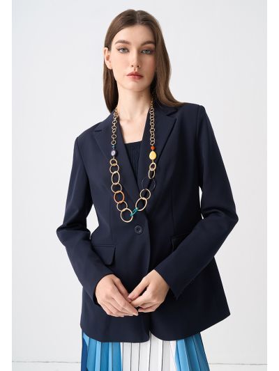 Solid Notched Collar Blazer