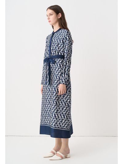 All-Over Printed Belted Dress