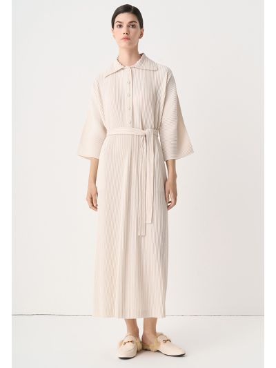 Pleated Belted Oversize Maxi Dress