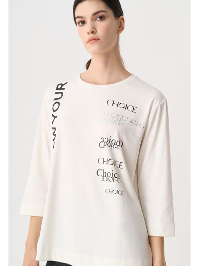 Printed Motif At Front Three Quarter T-shirt