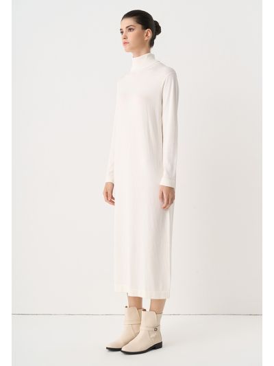 Solid Long Sleeve High Neck Dress