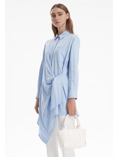 Asymetrical Embroided Solid Shirt -Sale