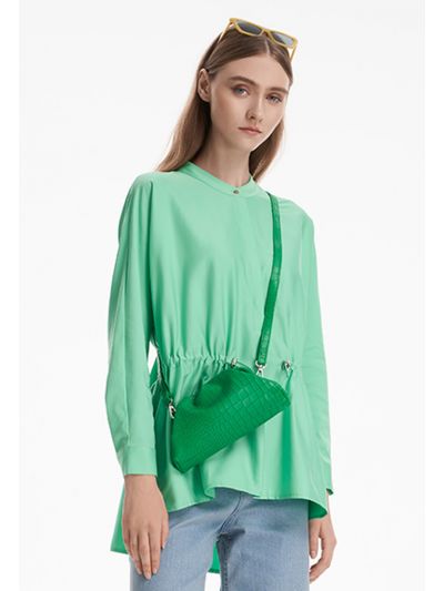 Elastic Drawstring Solid Shirt -Sale