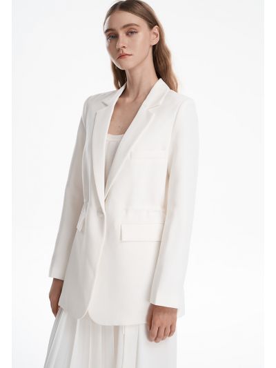 Drawstring Waist Solid Blazer - Work Style -Sale