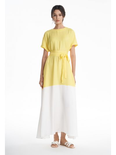 Bright Contrast Maxi Tiered Dress -Sale