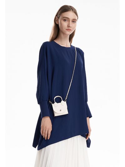 Elasticated Hem Solid Loose Fit Blouse -Sale