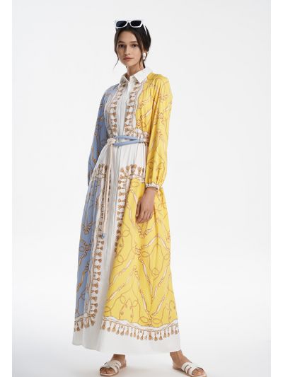Chain & Belt Printed Maxi Dress -Sale