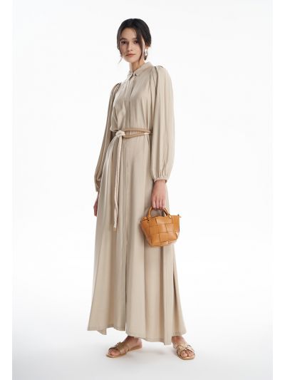 Slim Solid Maxi Shirt Dress -Sale