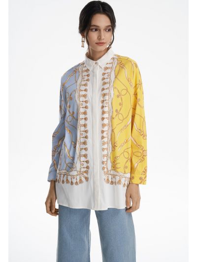Belt Pattern Multicolored Shirt -Sale