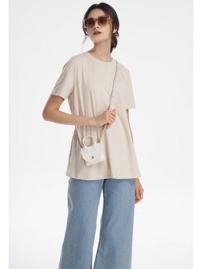 Word Embroided Solid T-Shirt -Sale