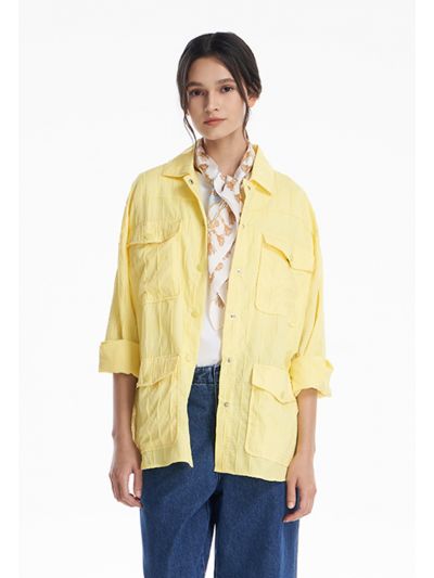 Textured Solid Front Pockets Shirt -Sale