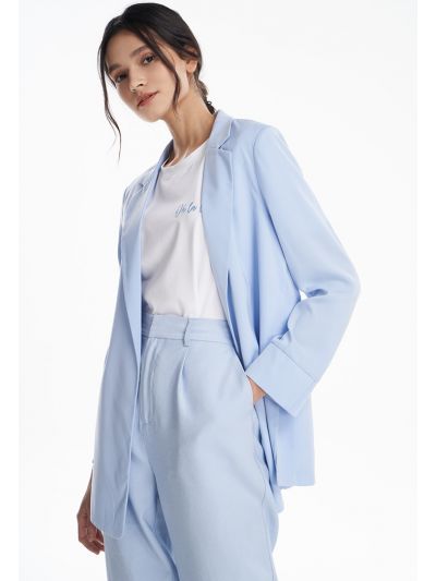 Open Solid Single Breasted Blazer -Sale