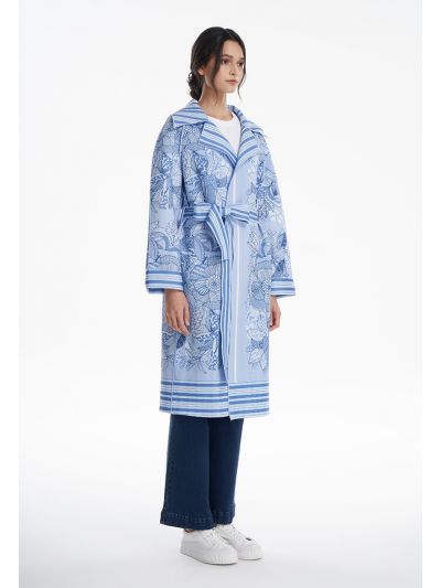 Long Floral Patterned Outer Jacket -Sale