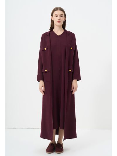 Solid Drop Shoulder Knitted Winter Abaya