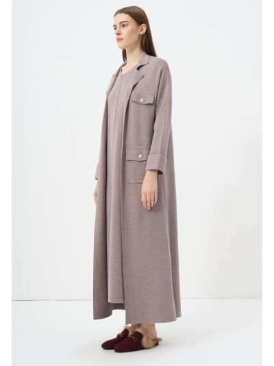 Solid Drop Shoulder Knitted Jacket