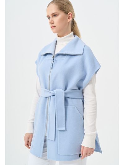 Sleeveless Belted Solid Kimono