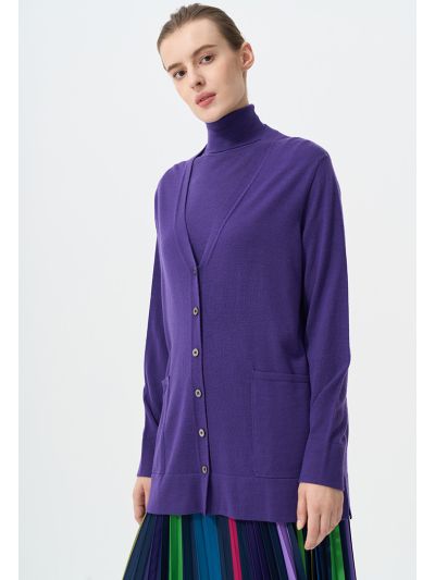 Solid Knitted Long Sleeves Cardigan