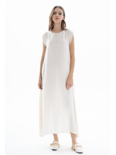 Solid Ribbed Neck Maxi Dress -Sale