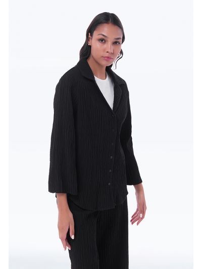 Notch Collar Crinkled Shirt -Sale