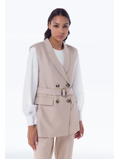 Solid Blazer With Shirt Sleeves Attached