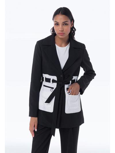 Two Tone Front Pocket Blazer - Work Style