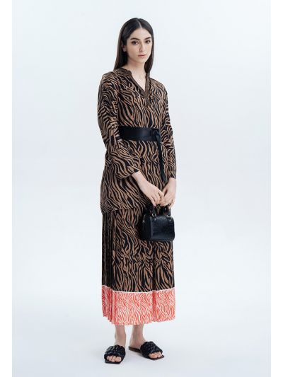 Zebra Printed Skirt With Contrast Hem -Sale