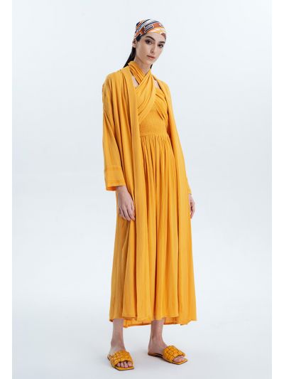 Shawl Collar Textured Casual Abaya -Sale